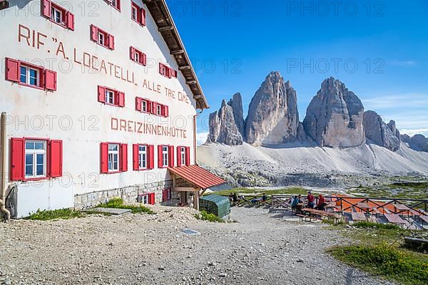 Mountain hut Dreizinnenhuette, rear mountain three peaks