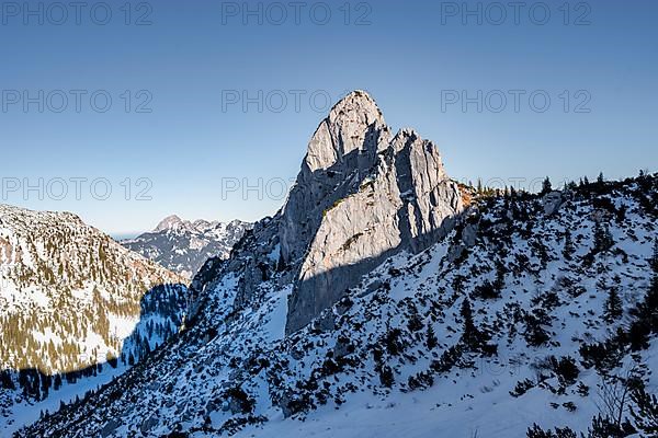 Rocky mountain peaks of the Ruchenkoepfe, in winter