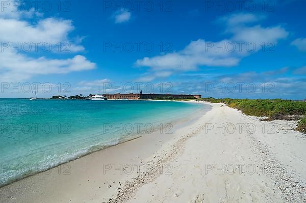 White sand beach in turquoise waters, Fort Jefferson