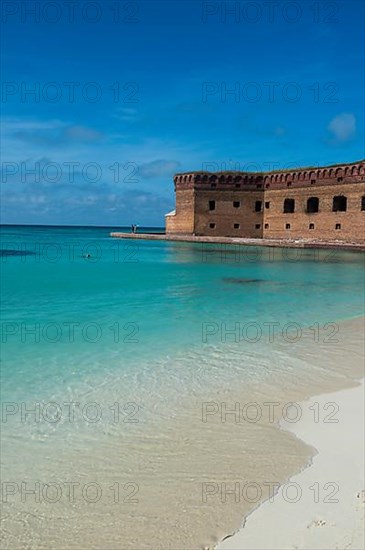 White sand beach and turquoise waters before Fort Jefferson, Dry Tortugas National Park