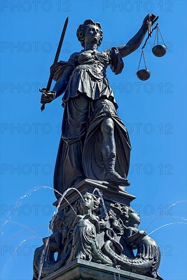 Fountain figure of the goddess Justitia with sword and scales, Fountain of Justice