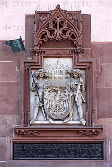 Stone relief with the Frankfurt coat of arms at the Roemer town hall, Roemerberg