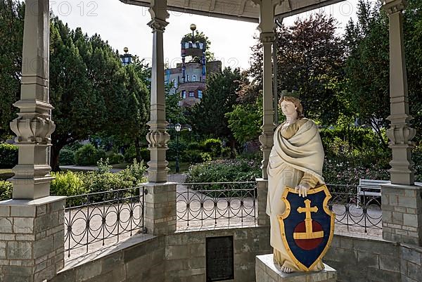 Statue of the town goddess Sodenia above Solquelle, Solbrunnen in the pavilion Sodenia Temple