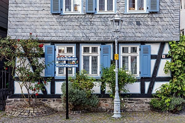 Idyll, historic half-timbered house with slate shingles