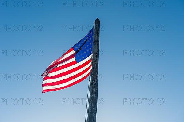 American flag at backlight, Fort Zachary Taylor historic state park