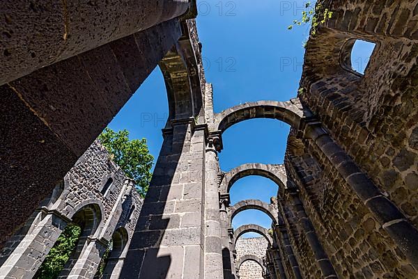 Ruins of Arnsburg Abbey Church, side aisle and central nave of the basilica