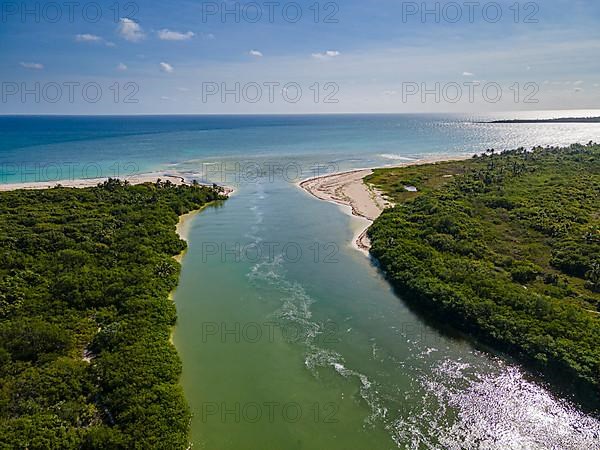 Aerial of the Unesco world heritage site biosphere reserve Sian Ka'an Biosphere Reserve, Quintana Roo