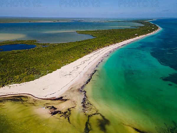 Aerial of the Unesco world heritage site biosphere reserve Sian Ka'an Biosphere Reserve, Quintana Roo