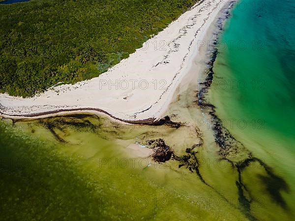 Aerial of the Unesco world heritage site biosphere reserve Sian Ka'an Biosphere Reserve, Quintana Roo