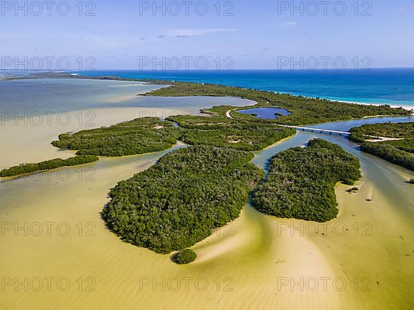 Aerial of the Unesco world heritage site biosphere reserve Sian Ka'an Biosphere Reserve, Quintana Roo