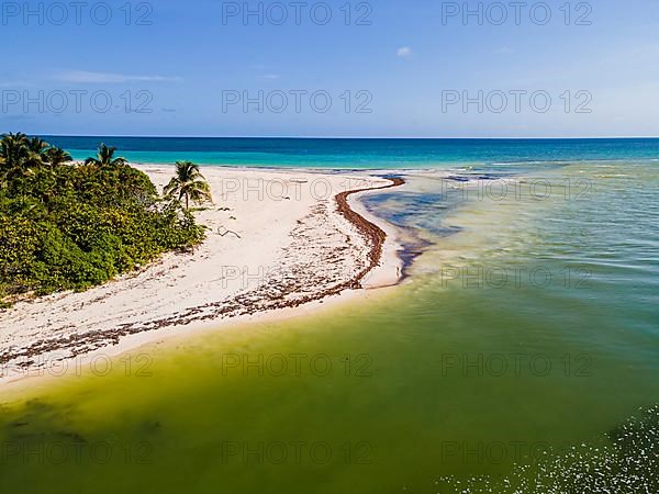 Aerial of the Unesco world heritage site biosphere reserve Sian Ka'an Biosphere Reserve, Quintana Roo