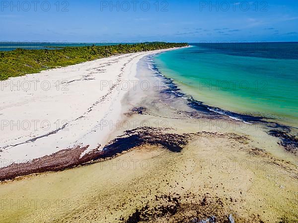 Aerial of the Unesco world heritage site biosphere reserve Sian Ka'an Biosphere Reserve, Quintana Roo