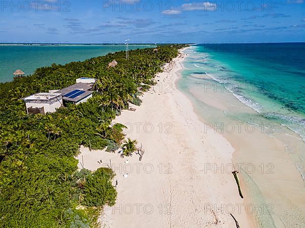 Aerial of the Unesco world heritage site biosphere reserve Sian Ka'an Biosphere Reserve, Quintana Roo