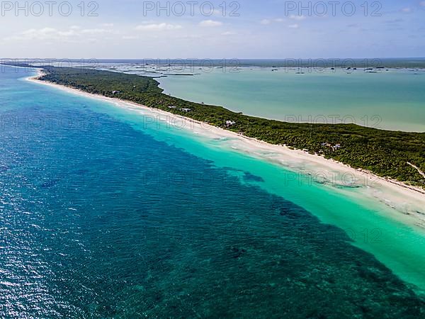 Aerial of the Unesco world heritage site biosphere reserve Sian Ka'an Biosphere Reserve, Quintana Roo