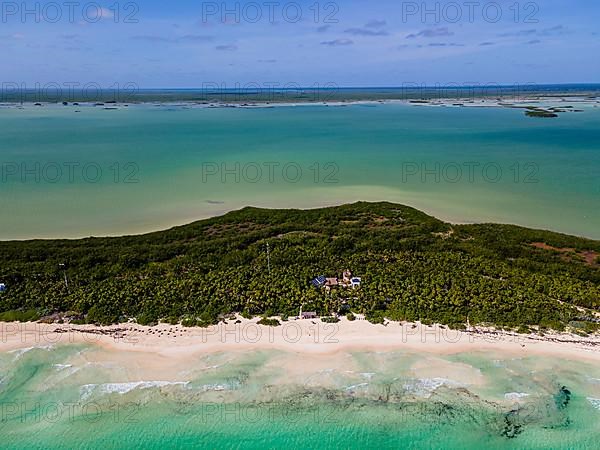 Aerial of the Unesco world heritage site biosphere reserve Sian Ka'an Biosphere Reserve, Quintana Roo