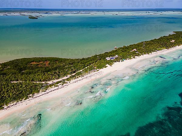 Aerial of the Unesco world heritage site biosphere reserve Sian Ka'an Biosphere Reserve, Quintana Roo