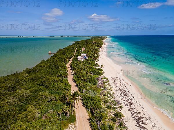 Aerial of the Unesco world heritage site biosphere reserve Sian Ka'an Biosphere Reserve, Quintana Roo