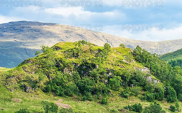 Mountains in Lights and Shadows over Glenfinnan Viaduct, West Highland Line in Glenfinnan