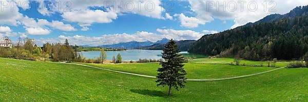 Fantastic scenery at Lake Weissensee near Fuessen in fine weather. Bavaria, Germany