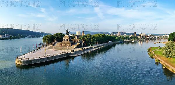 Deutsches Eck the confluence of the Rhine and Moselle. Koblenz, Rhineland-Palatinate