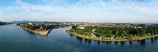 Deutsches Eck the confluence of the Rhine and Moselle. Koblenz, Rhineland-Palatinate