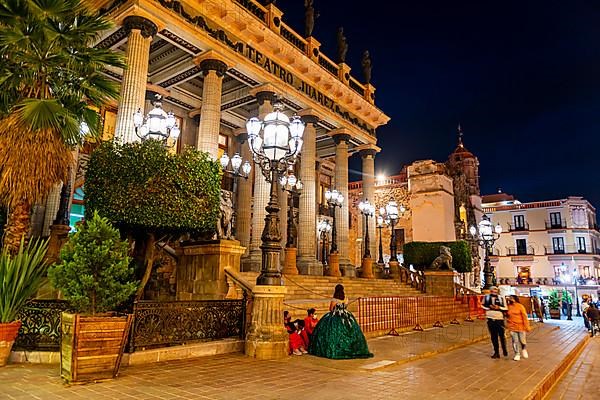 Teatro Juarez at night, Unesco site Guanajuato