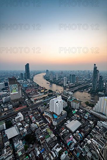 Sunset over Bangkok and the Chao Phraya River, Thailand
