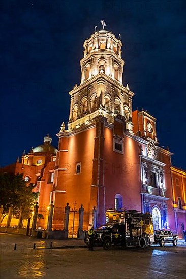 Templo de San Francisco at night, Unesco site Queretaro