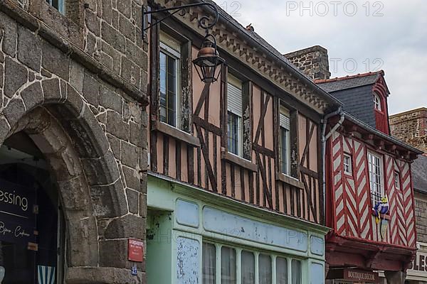 Stone houses and half-timbered houses in the old town of Dol-de-Bretagne, Ille-et-Vilaine department