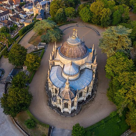 Aerial view Chapelle royale de Dreux, also Chapelle Royale Saint-Louis