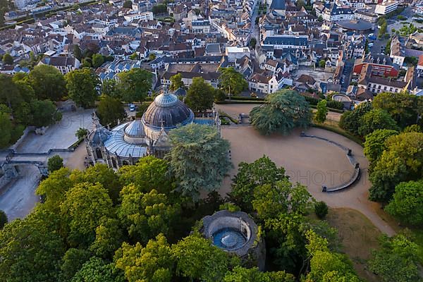 Aerial view Chapelle royale de Dreux, also Chapelle Royale Saint-Louis