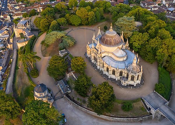 Aerial view Chapelle royale de Dreux, also Chapelle Royale Saint-Louis