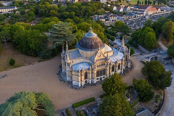 Aerial view Chapelle royale de Dreux, also Chapelle Royale Saint-Louis