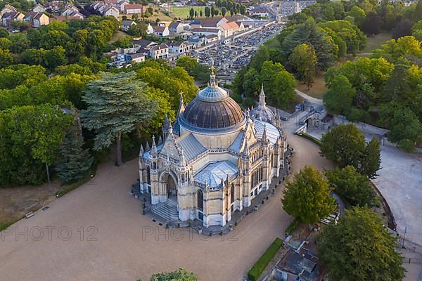 Aerial view Chapelle royale de Dreux, also Chapelle Royale Saint-Louis