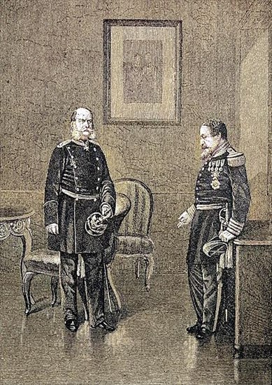 King William and Napoleon III after the surrender of Sedan at Bellevue Palace on 2 September 1870, Berlin