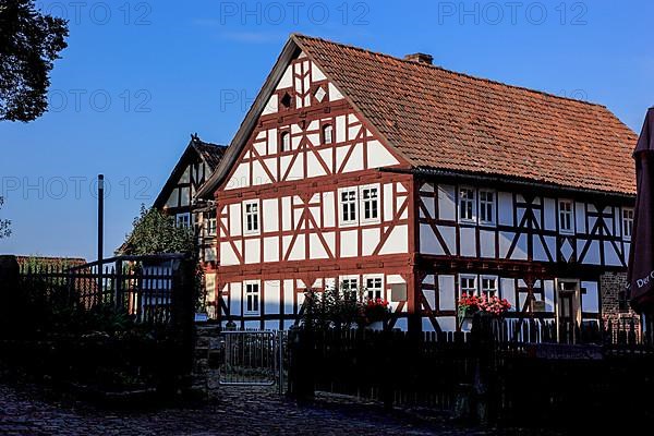 Half-timbered house in the open-air museum Rhoener Museumsdorf in Tann in der Rhoen, Fulda district