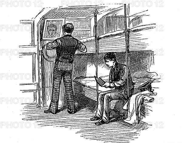 Scene on an English emigrant ship, here the sleeping room for men