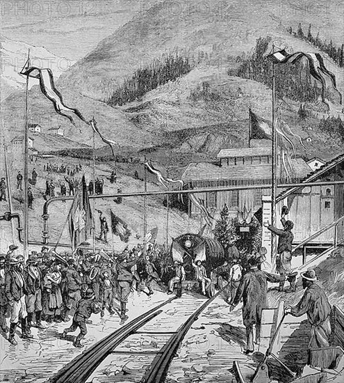 The Gotthard Tunnel, Celebrating the Arrival of the First Train at Airolo