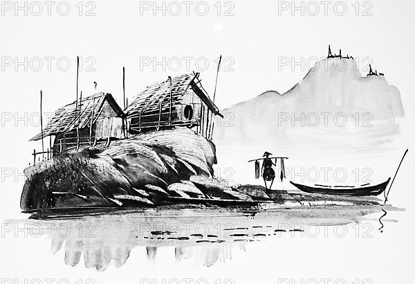 Fisherman returning with his catch, Cottage