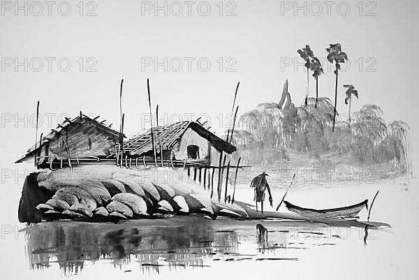 Fisherman returning with his catch, Cottage