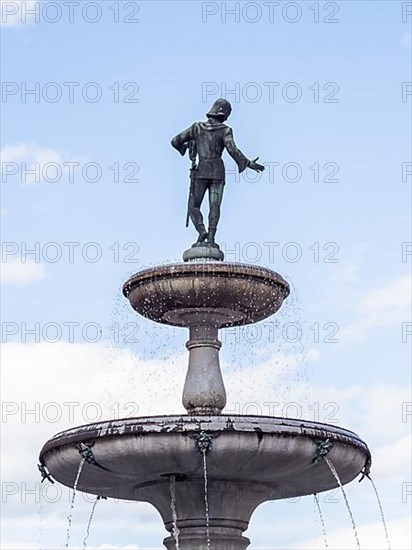 Walther von der Vogelweide Fountain on the main square of St. Veit an der Glan, St. Veit