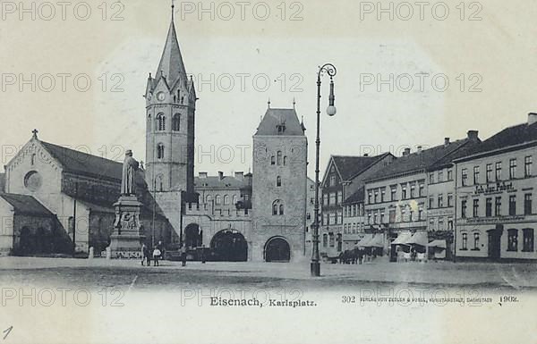 Karlsplatz and Luther Monument in Eisenach, Thuringia