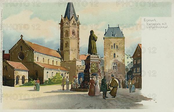 Karlsplatz and Luther Monument in Eisenach, Thuringia