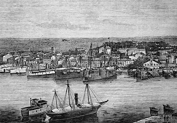 The port of Pola in 1880, today Pula in Croatia