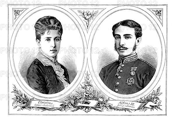 Maria Christina of Austria, Archduchess of Austria and her husband Alfonso XII. King of Spain