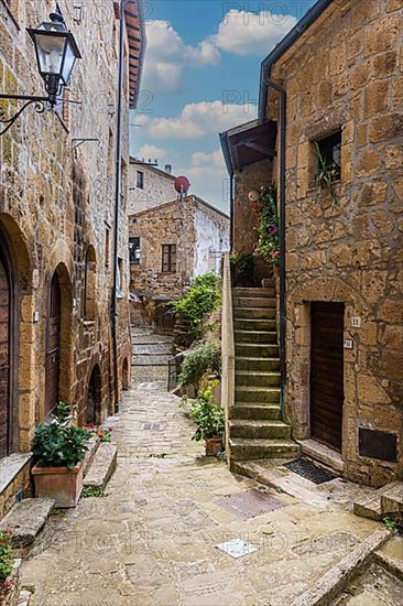 Old stone houses in the historic centre of Sorano, Sorano