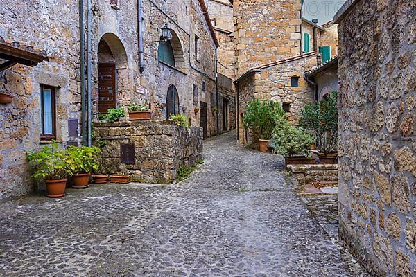 Old stone houses in the historic centre of Sorano, Sorano