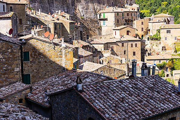 Old stone houses in the historic centre of Sorano, Sorano