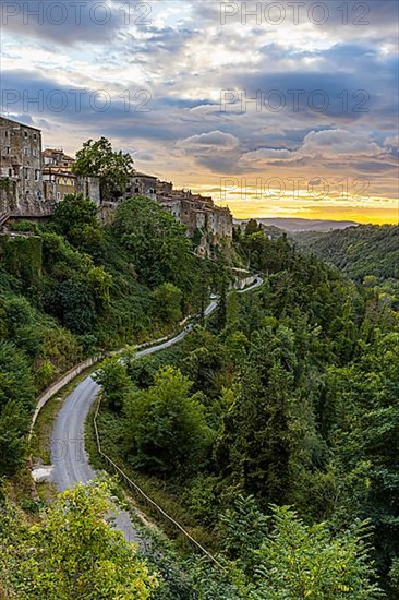 Sunset at the medieval town of Pitigliano, Pitigliano