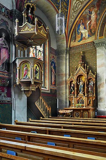 Pulpit and side altar, Catholic Parish Church